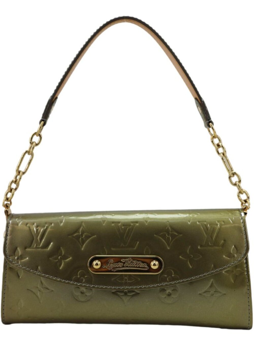 Louis Vuitton  Sunset Boulevard Monogram Vernis Clutch Shoulder Bag Green